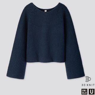 ユニクロ(UNIQLO)のまるまるこ様専用　ブルー3Dエクストラファインメリノワイドスリーブセーター(ニット/セーター)