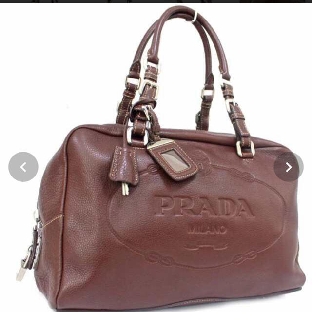PRADA プラダ トートバッグ ハンドバッグ ブラウン ロゴ 押し型 【正規