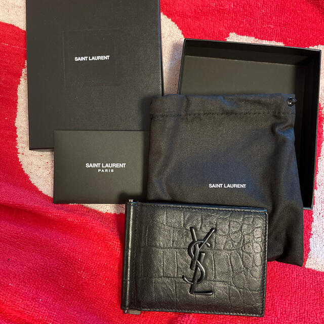 Saint Laurent(サンローラン)のSaint Laurent ロゴ マネークリップ ウォレット クロコ型押し レディースのファッション小物(財布)の商品写真