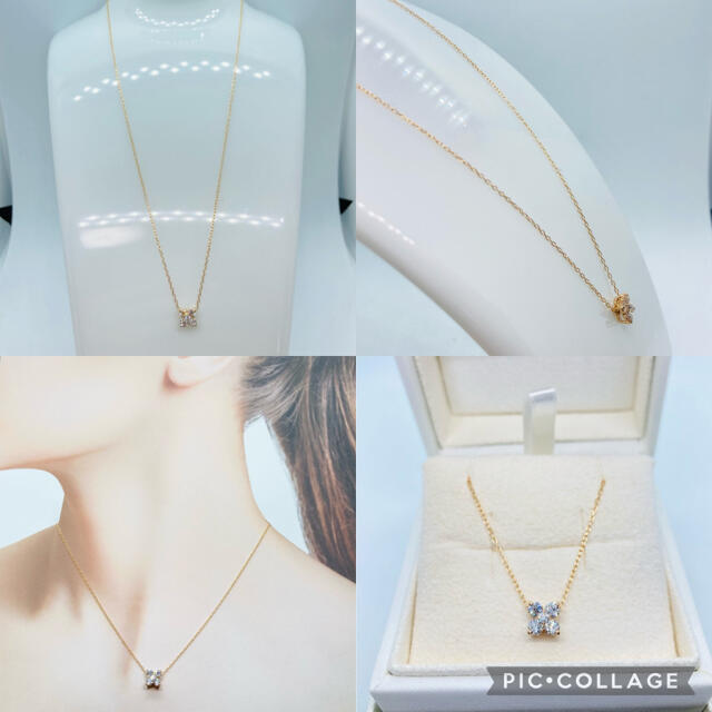 美品 4℃ ヨンドシー K18 ダイヤモンド 花フラワーモチーフ ネックレス ...