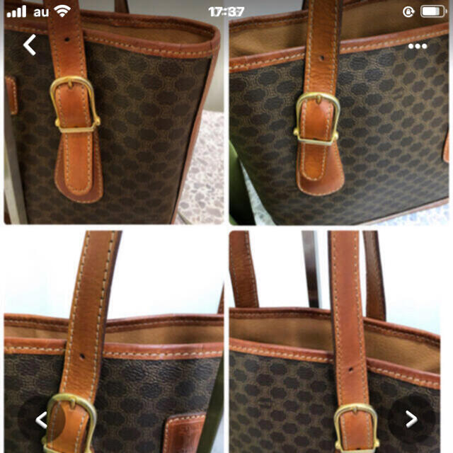 トートバッグCELINE ハンドバッグ 金具 マカダム ブラウン ロゴ