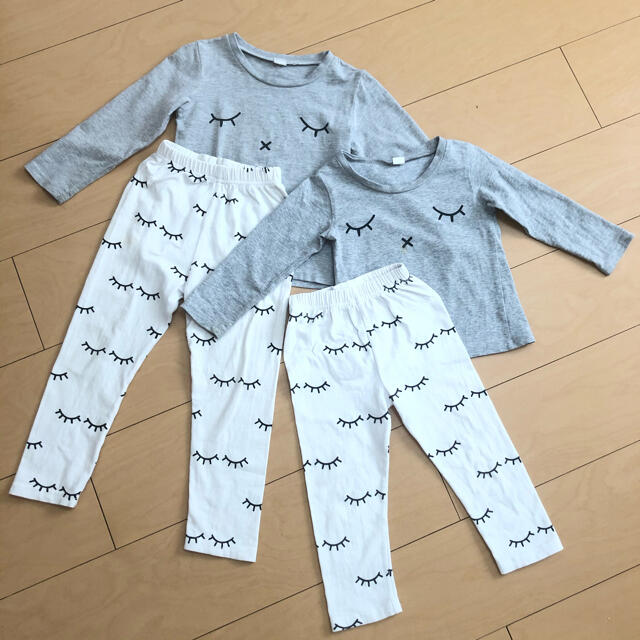 まつげ　セットアップ　80 100 キッズ/ベビー/マタニティのキッズ服女の子用(90cm~)(パジャマ)の商品写真