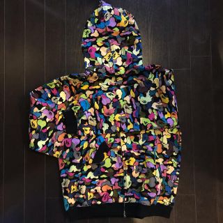 アベイシングエイプ(A BATHING APE)の3月14日22時までタイムセール　エイプマルチカモ黒ボディベース　パーカーXL(パーカー)