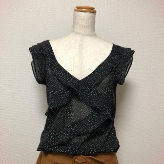 スピックアンドスパン(Spick & Span)のシースルー　ドット　フリルブラウス(シャツ/ブラウス(半袖/袖なし))