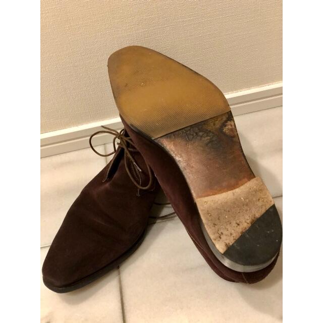 Santoni(サントーニ)のRoland ローランド 小豆色 ボルドー スエードチャッカブーツ 7.5 メンズの靴/シューズ(ブーツ)の商品写真