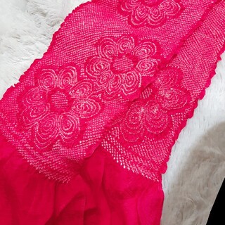 帯揚げ　正絹　濃いピンク　赤　振り袖　結婚式　パーティー　帯上げ(振袖)