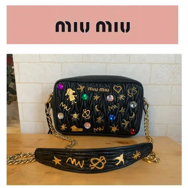 レディースmiu miu ミュウミュウ　 チェーンショルダーバッグビジュー　マテラッセ