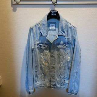 ザラ(ZARA)のZARA デニムジャケット Gジャン ダメージ加工  ペンキ柄(Gジャン/デニムジャケット)