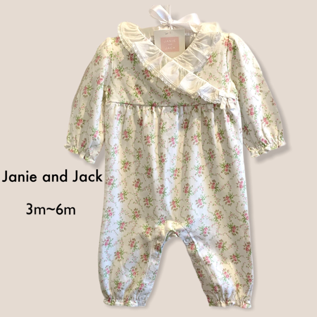 シリリュスJanie and Jack 3M〜6M 綺麗なピンクのお花の長袖ロンパース