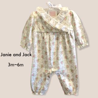 ラルフローレン(Ralph Lauren)のJanie and Jack 3M〜6M 綺麗なピンクのお花の長袖ロンパース(ロンパース)