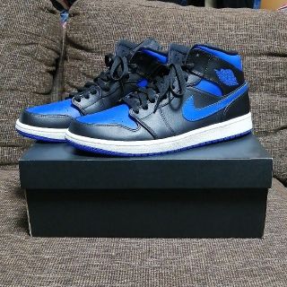 ナイキ(NIKE)のNIKE AIR JORDAN 1 MID BLACK/BLUE (スニーカー)