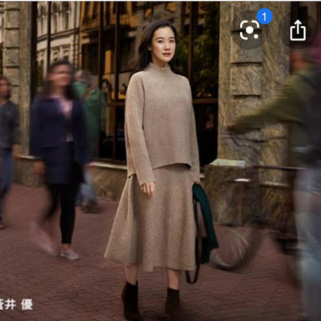 UNIQLO(ユニクロ)のUNIQLO ユニクロ　蒼井優CM スフレヤーンモックネック上下セット レディースのトップス(ニット/セーター)の商品写真