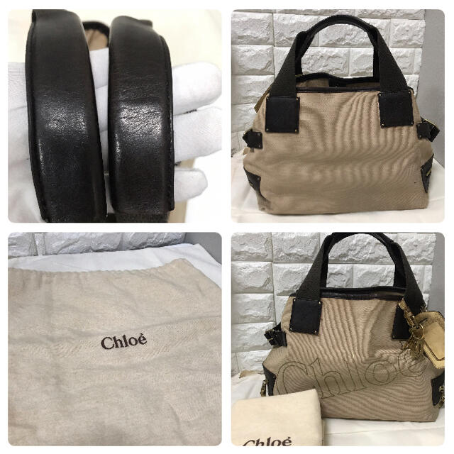 Chloe(クロエ)のChloe クロエ   キャンパストートバック レザー　ビックロゴ◎収納袋付き◎ レディースのバッグ(トートバッグ)の商品写真