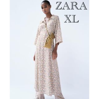 ザラ(ZARA)の新品ZARA プリント花柄シャツワンピース　ローグワンピース(ロングワンピース/マキシワンピース)