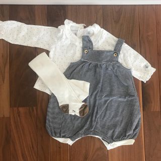 プチバトー(PETIT BATEAU)のプチバトー　18m 長袖シャツ　ロンパース　タイツ　セット(ロンパース)