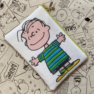 スヌーピー(SNOOPY)の☆ ライナス フラットポーチ ☆ ビンテージ シーツ リメイク(ポーチ)