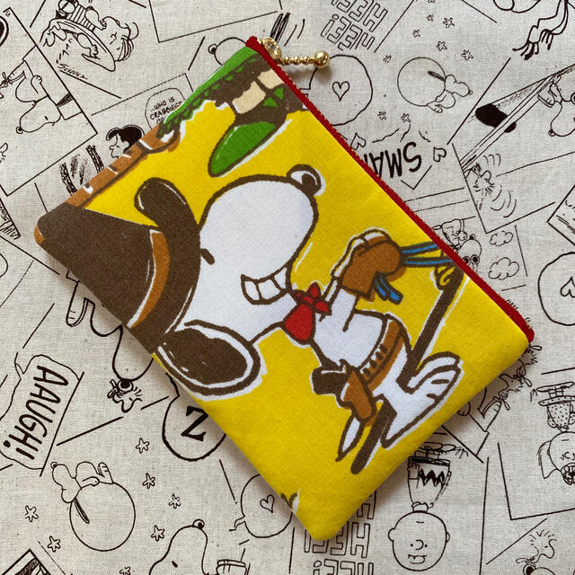 SNOOPY(スヌーピー)の☆ スヌーピー フラットポーチ ☆ ビンテージシーツ リメイク ウエスタン柄 ハンドメイドのファッション小物(ポーチ)の商品写真