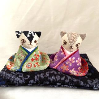 ミナペルホネン(mina perhonen)のねこちゃん雛人形 εïз ハンドメイド ミナペルホネン 雛人形 お雛様 古布(人形)