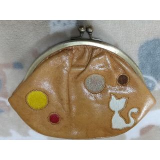【本革/レザー】もふもふ 猫ちゃん 親子がま口 財布 ポーチ ねこ(財布)