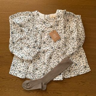 キャラメルベビー&チャイルド(Caramel baby&child )のlittle cotton clothes ブラウス＆ソックス　セット(ブラウス)