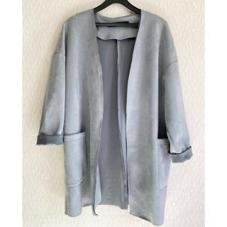 ザラ(ZARA)のスエード調　スプリングコート　美品　ノーカラージャケット(ノーカラージャケット)