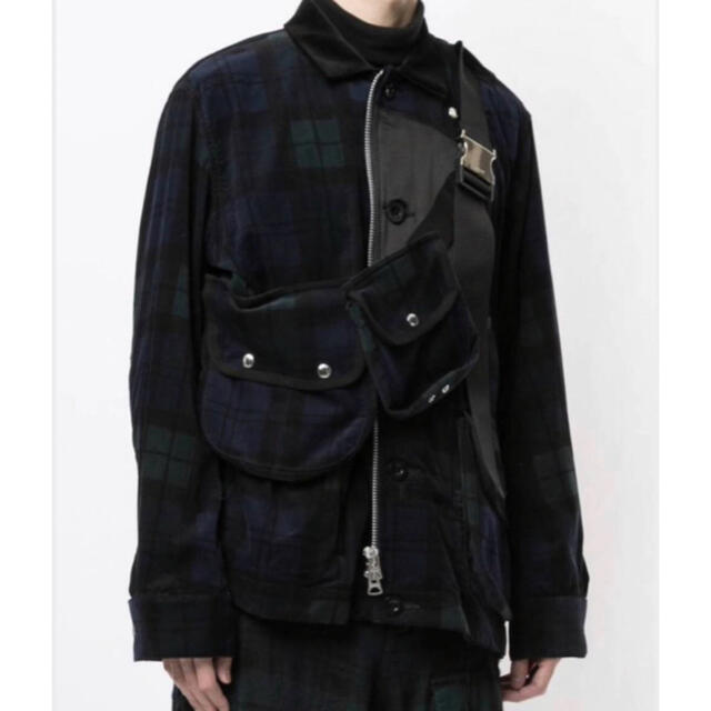 sacai - 完売★20aw sacai ショルダーバッグ付き チェックブルゾンの通販 by pom｜サカイならラクマ