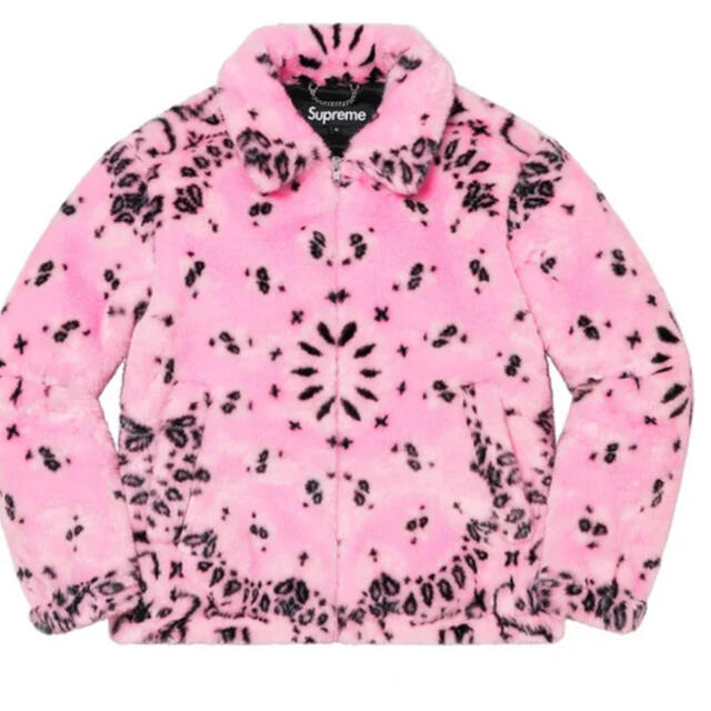 Bandana Faux Fur Bomber Jacket Pink L