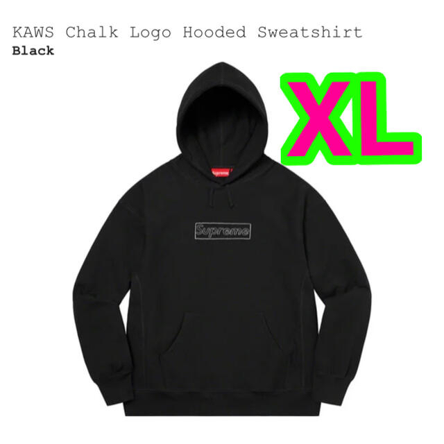 Supreme KAWS Chalk Logo Hooded Black XL