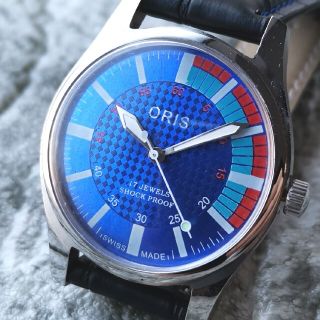 オリス(ORIS)のオリス ORIS ブルー シルバー 17石 3針 1970s 整備済 機械式(腕時計(アナログ))