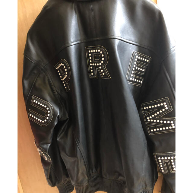 Studded Arc Logo Leather Jacket レシート付き