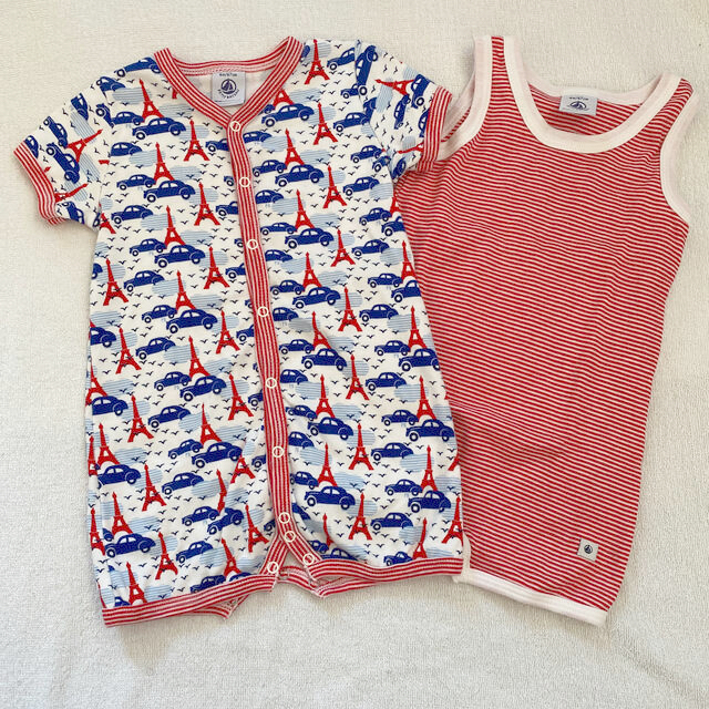 PETIT BATEAU(プチバトー)のpetitbateau ロンパース　6m 2枚セット キッズ/ベビー/マタニティのベビー服(~85cm)(ロンパース)の商品写真