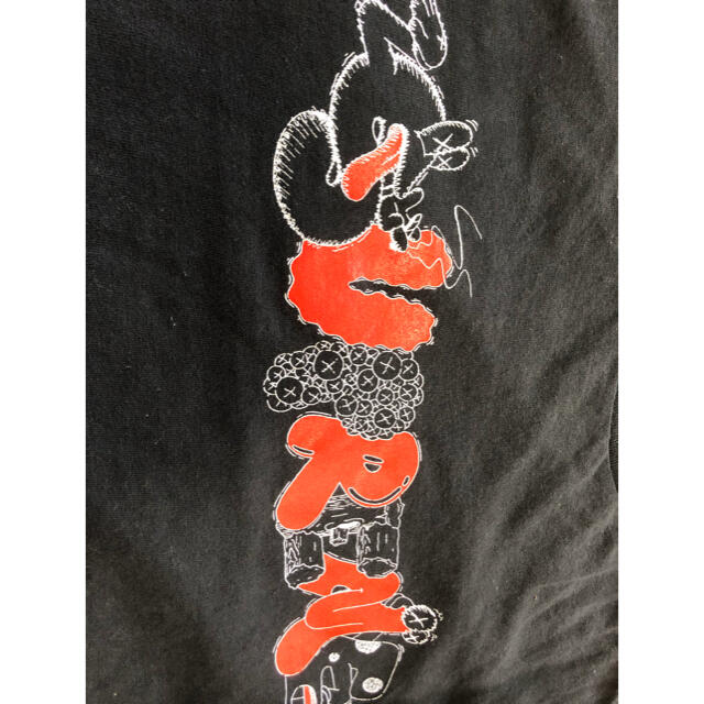 Supreme シュプリーム × Original Fake オリジナルフェイク 11ss KAWS カウズ ロゴ 半袖Tシャツ ブラック レッド 良品  47662