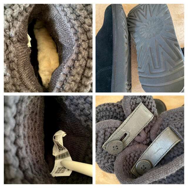 本物 UGG ニットブーツ シャイナ US6 ブラック 2way ブーツ 革