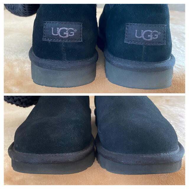 本物 UGG ニットブーツ シャイナ US6 ブラック 2way ブーツ 革