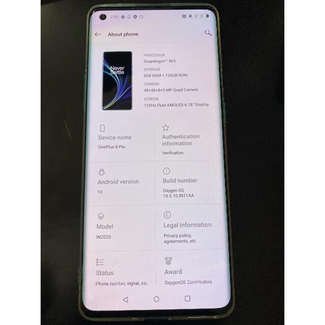 OnePlus 8 Pro 8GB/128GB Green ほぼ未使用