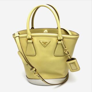 プラダ(PRADA)のプラダ PRADA サフィアーノリュクス B2442B 2WAY ショルダーバッグ レザー イエロー(ショルダーバッグ)