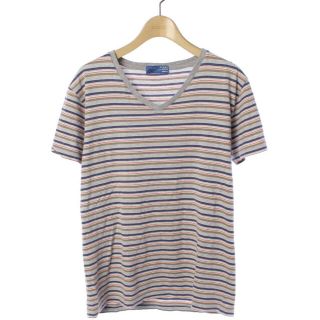 ビームス(BEAMS)の美品★BEAMS Vネック ボーダーTシャツ グレー/S(Tシャツ/カットソー(半袖/袖なし))