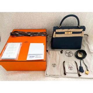 エルメス(Hermes)のHERMES ケリー28　ブルーニュイ　新品　ゴールド　エルメス  トゴ　貴重(ハンドバッグ)