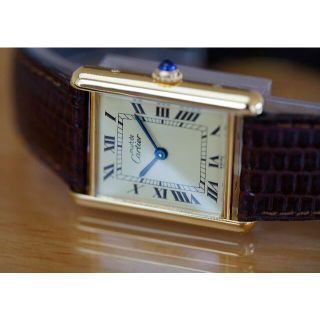 カルティエ(Cartier)の美品 カルティエ マスト タンク アイボリー LM Cartier(腕時計(アナログ))