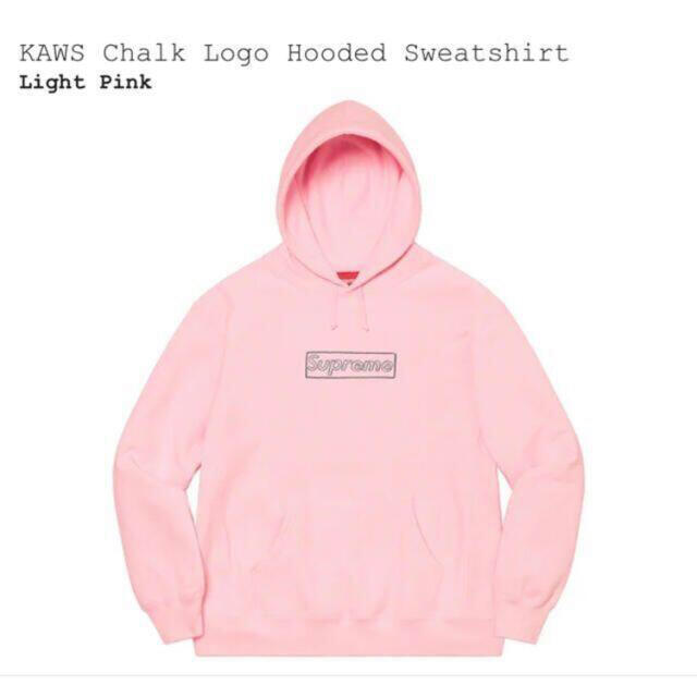 Supreme KAWS Chalk Logo Hooded Pink Sサイズ