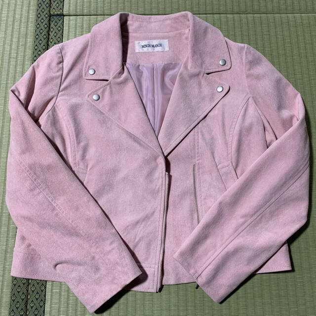 MISCH MASCH(ミッシュマッシュ)のミッシュマッシュ　ジャケット　ピンク　スウェード　春物 レディースのジャケット/アウター(ノーカラージャケット)の商品写真