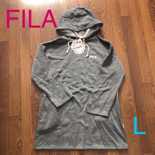 フィラ(FILA)の新品タグ付き☆FILA 裏起毛チュニック丈パーカ 長袖 グレー L(パーカー)