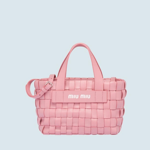 MIUMIU 編み込み ウーブン ナッパレザー  ピンク