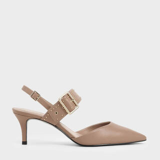 チャールズアンドキース(Charles and Keith)の CHARLES & KEITH スタッズ スリングバックヒール ヌード(ハイヒール/パンプス)