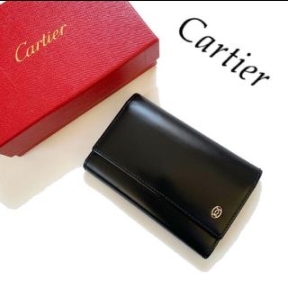 カルティエ(Cartier)のCartier カルティエ　キーケース　レザー　ブラック　黒　ロゴ(キーケース)