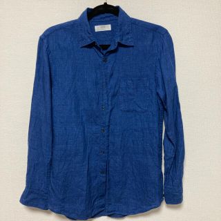 ユニクロ(UNIQLO)のUNIQLO リネンシャツ　メンズS ブルー(シャツ)