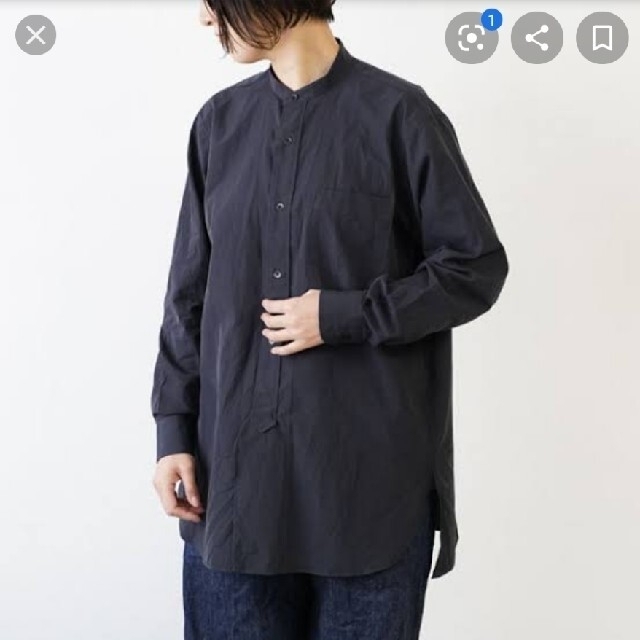 19SS 新品 COMOLI バンドカラーシャツ 黒 サイズ1 コモリ シャツ