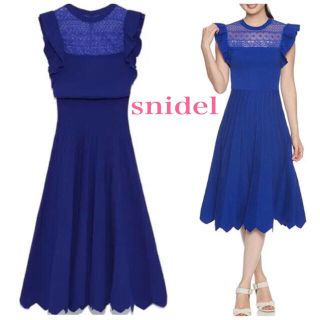 スナイデル(SNIDEL)のsnidel●ブルー●ワンピース●ドレス●結婚式●美品(ひざ丈ワンピース)