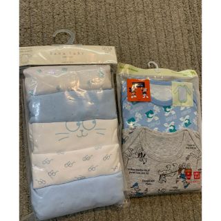 ザラキッズ(ZARA KIDS)のZARA baby & UNIQLO ７枚新品下着　長袖ロンパース　90(ロンパース)