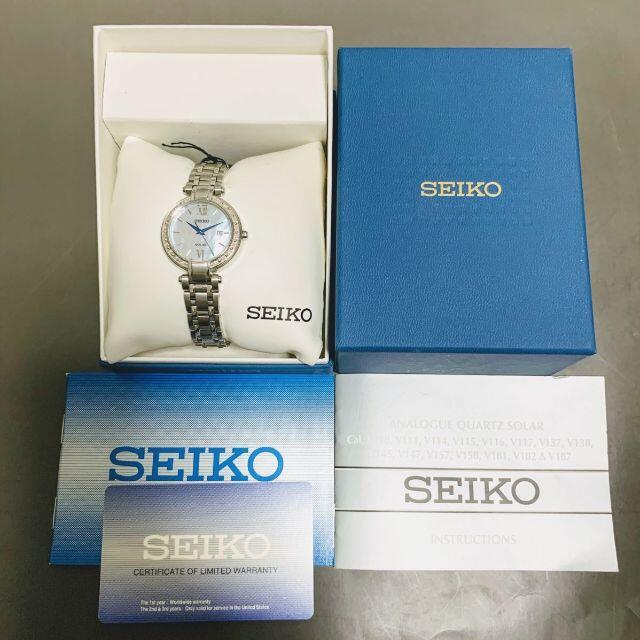 【新品】セイコー ソーラー SEIKO 腕時計 パールカラー盤面 レディース